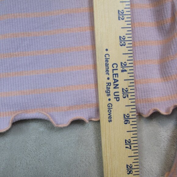 We the Free People Women’s Top Size L Lavender Peach Striped Ruffled Bell Sleeve - Picture 12 of 12